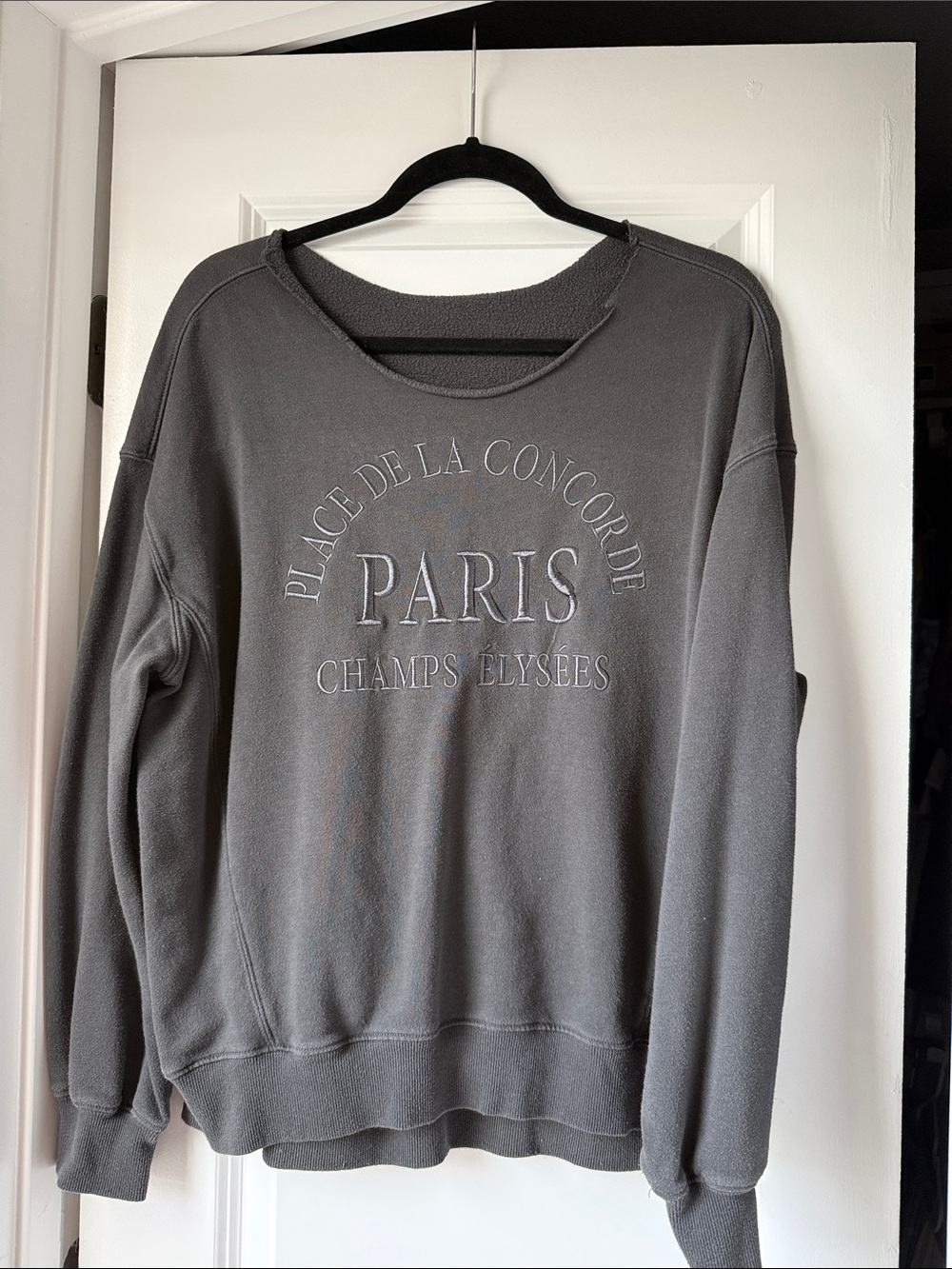 Paris Embroidered Gray Women’s Sweatshirt